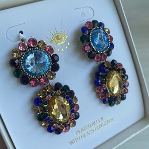 Glass crystal drop earrings